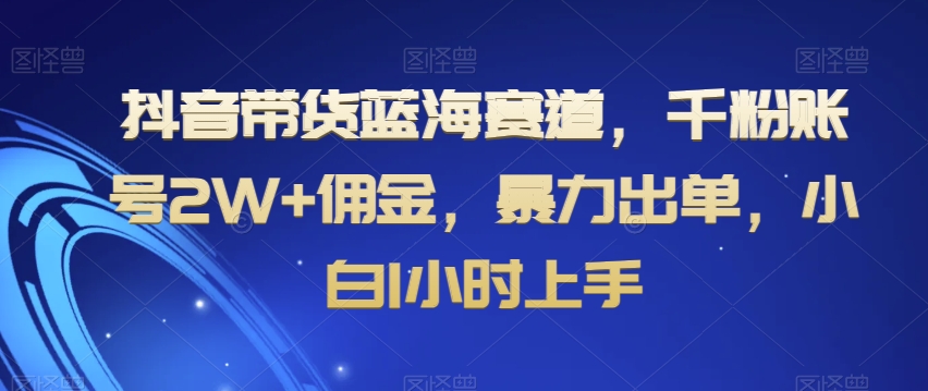 抖音带货蓝海赛道,千粉账号2W+佣金,暴力出单,小白1小时上手【揭秘】插图 抖音带货蓝海赛道,千粉账号2W+佣金,暴力出单,小白1小时上手【揭秘】