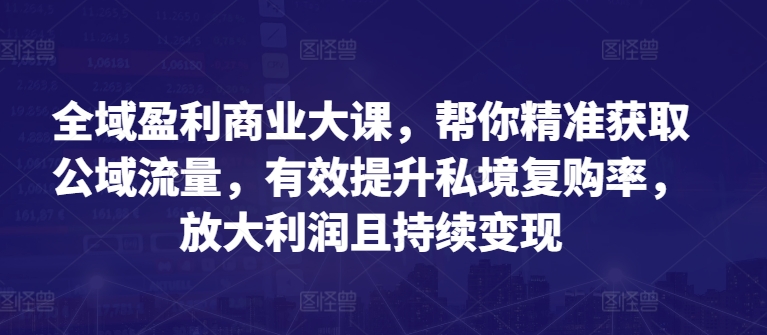 全域盈利商业大课,帮你精准获取公域流量,有效提升私境复购率,放大利润且持续变现插图 全域盈利商业大课,帮你精准获取公域流量,有效提升私境复购率,放大利润且持续变现