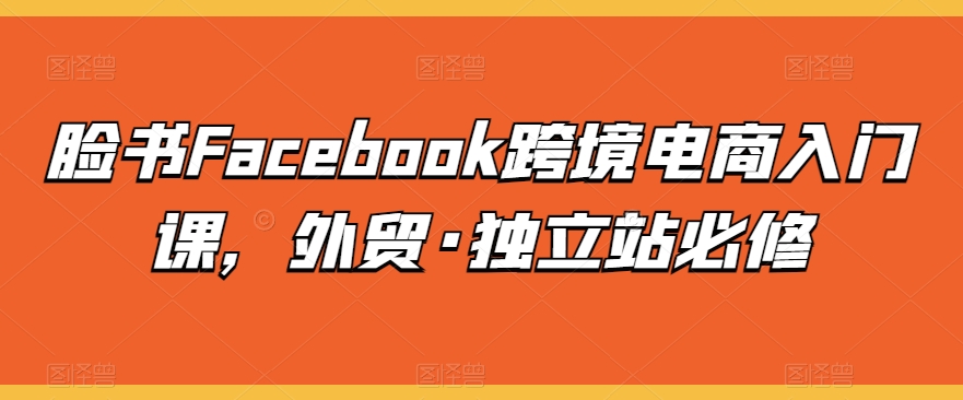 脸书Facebook跨境电商入门课,外贸·独立站必修插图 脸书Facebook跨境电商入门课,外贸·独立站必修