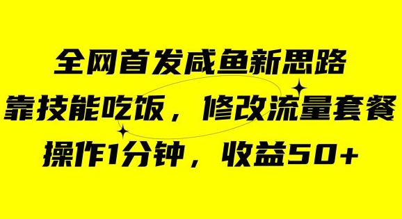 咸鱼冷门新玩法,靠“技能吃饭”,修改流量套餐,操作1分钟,收益50【揭秘】插图 咸鱼冷门新玩法,靠“技能吃饭”,修改流量套餐,操作1分钟,收益50【揭秘】