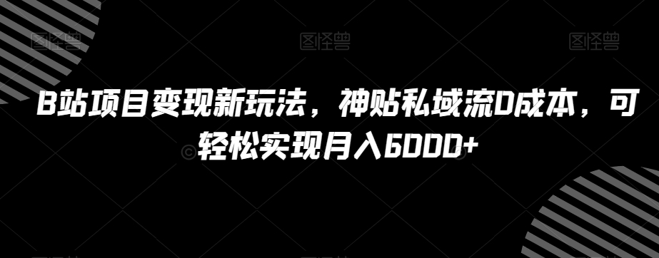B站项目变现新玩法,神贴私域流0成本,可轻松实现月入6000+【揭秘】插图 B站项目变现新玩法,神贴私域流0成本,可轻松实现月入6000+【揭秘】