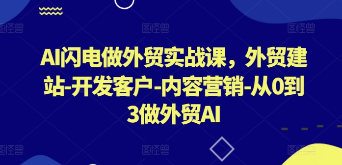 AI闪电做外贸实战课,外贸建站-开发客户-内容营销-从0到3做外贸AI插图 AI闪电做外贸实战课,外贸建站-开发客户-内容营销-从0到3做外贸AI