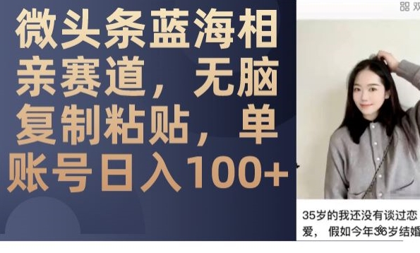 微头条蓝海相亲赛道,无脑复制粘贴,单账号日入100+插图 微头条蓝海相亲赛道,无脑复制粘贴,单账号日入100+