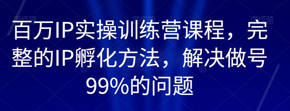 百万IP实操训练营课程,完整的IP孵化方法,解决做号99%的问题插图 百万IP实操训练营课程,完整的IP孵化方法,解决做号99%的问题