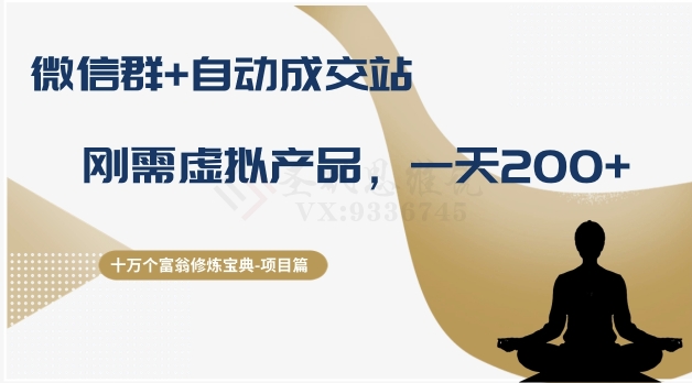 十万个富翁修炼宝典之8.微信群+自动成交站,刚需虚拟产品,一天200+插图 十万个富翁修炼宝典之8.微信群+自动成交站,刚需虚拟产品,一天200+