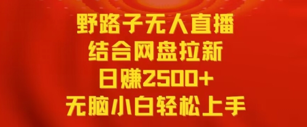 野路子无人直播结合网盘拉新,日赚2500+,小白无脑轻松上手【揭秘】插图 野路子无人直播结合网盘拉新,日赚2500+,小白无脑轻松上手【揭秘】