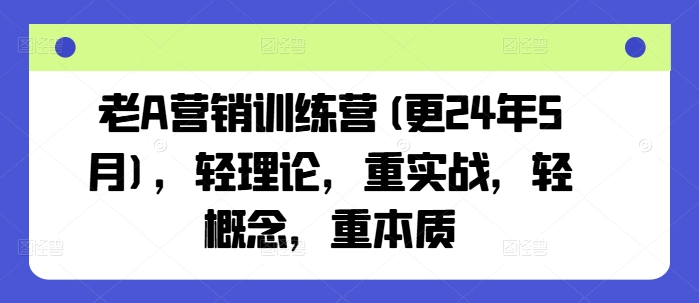 老A营销训练营(更24年8月),轻理论,重实战,轻概念,重本质插图 老A营销训练营(更24年8月),轻理论,重实战,轻概念,重本质