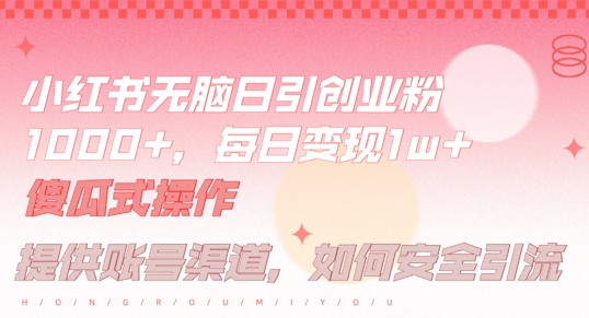 小红书无脑每日引流创业粉500+,小白每天只花半小时,躺赚长尾收益【揭秘】插图 小红书无脑每日引流创业粉500+,小白每天只花半小时,躺赚长尾收益【揭秘】