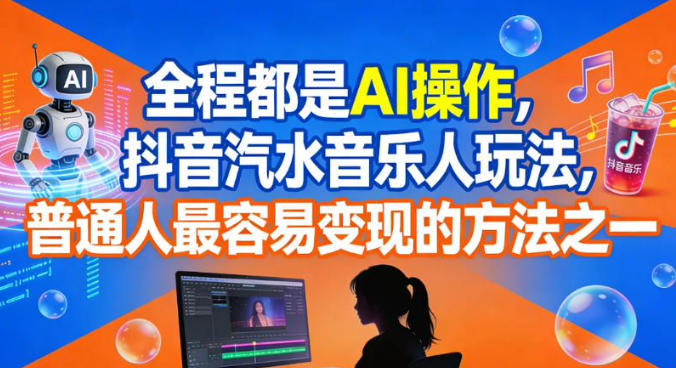 全程都是AI操作，抖音汽水音乐人玩法，普通人最容易变现的方法之一