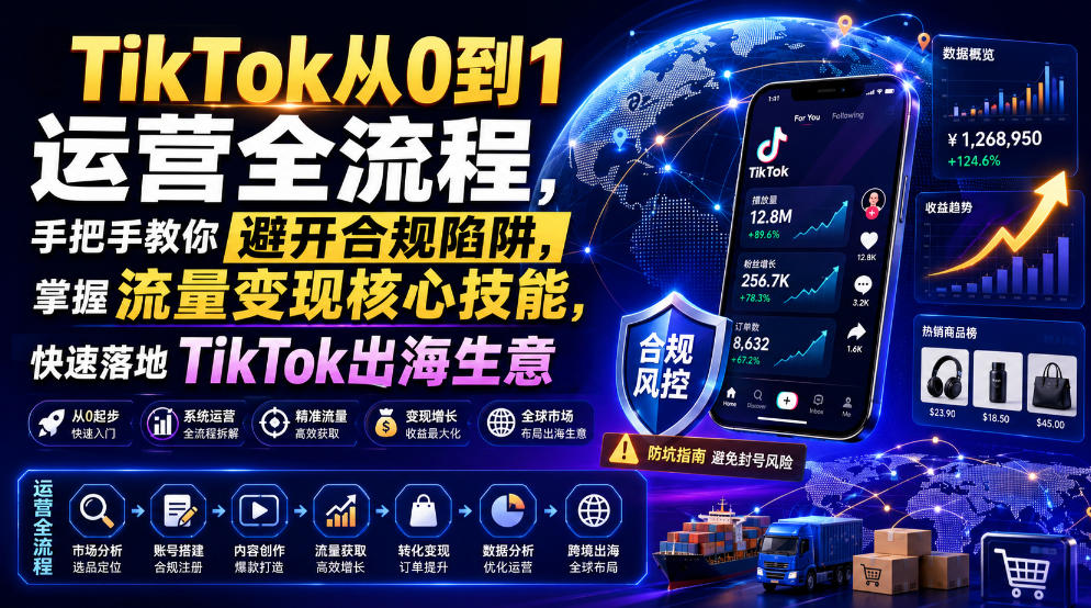 TikTok从0到1运营全流程,手把手教你避开合规陷阱,掌握流量变现核心技能,快速落地TikTok出海生意(更新7月)插图 TikTok从0到1运营全流程,手把手教你避开合规陷阱,掌握流量变现核心技能,快速落地TikTok出海生意(更新7月)