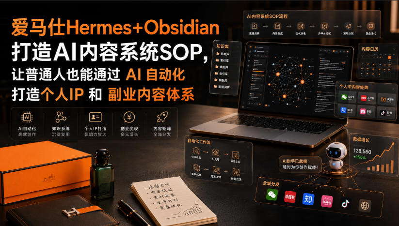 爱马仕Hermes+Obsidian打造AI内容系统SOP,让普通人也能通过 AI 自动化打造个人IP 和 副业内容体系插图 爱马仕Hermes+Obsidian打造AI内容系统SOP,让普通人也能通过 AI 自动化打造个人IP 和 副业内容体系