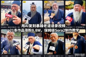 用AI复刻暴躁老道语录视频，21条作品涨粉8.8W，保姆级Sora2制作教学