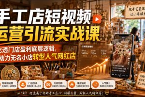 手工店短视频运营引流实战课,吃透门店盈利底层逻辑,助力无名小店转型人气网红店